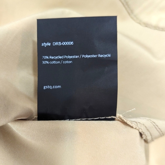 GSTQ 2 Way Zip Midi Dress NEW Womens Medium Beige Black Minimalist - Picture 13 of 14